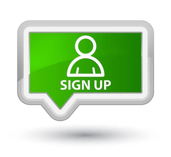 Подписаться (значок участника) главная зеленая кнопка баннера — стоковое фото