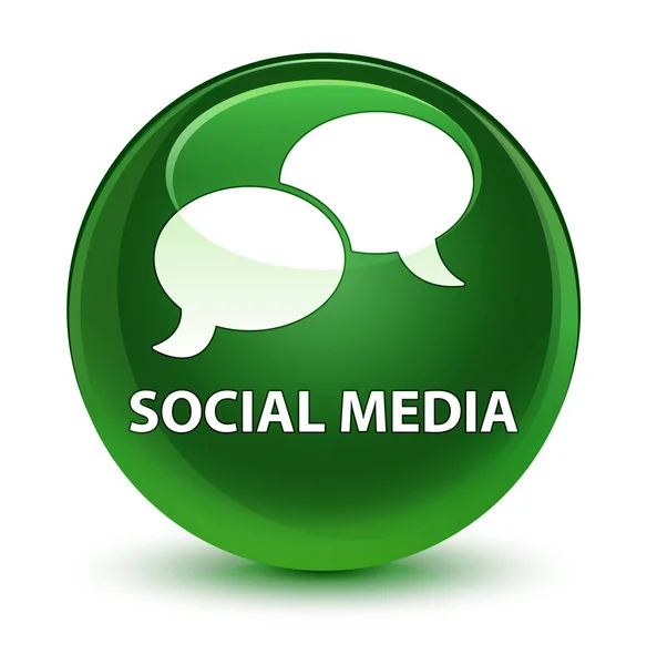 Sociale media (chat zeepbel pictogram) glazig zachte groene ronde knop — Stockfoto