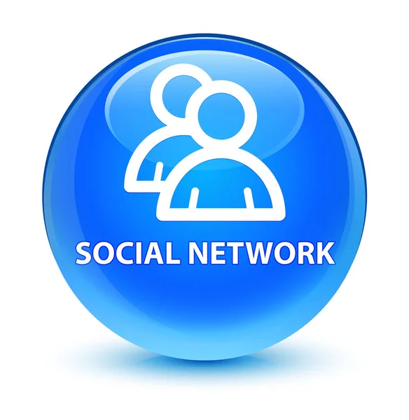 Social network (icona del gruppo) blu ciano vetro pulsante rotondo — Foto Stock