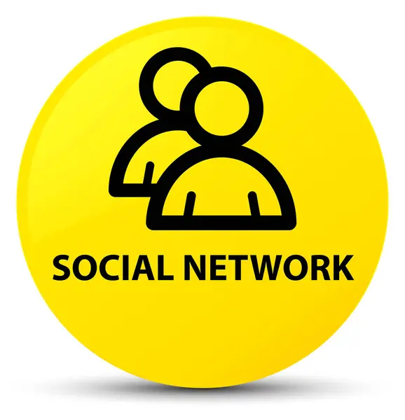소셜 네트워크 (그룹 아이콘) 노란색 버튼 라운드 — 스톡 사진