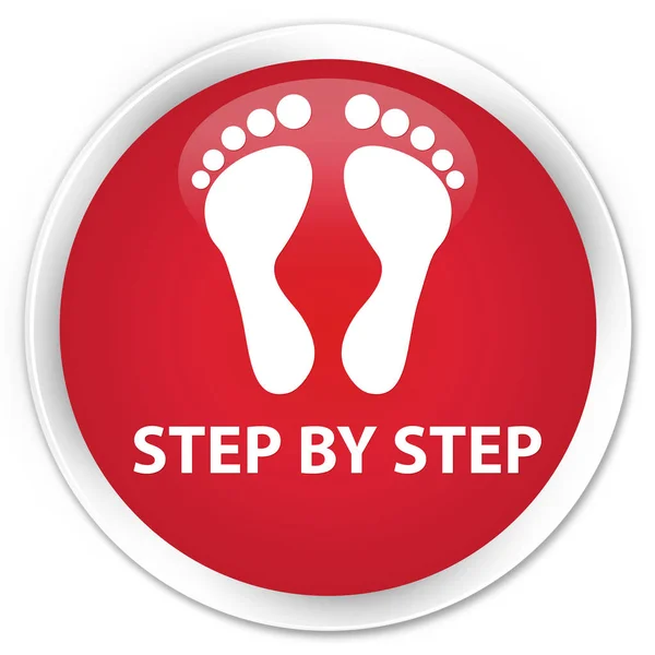 Schritt für Schritt (Fußabdruck-Symbol) Premium-roter runder Knopf — Stockfoto