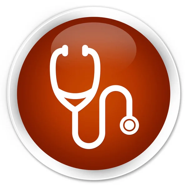 Stetoscopio icona premium marrone pulsante rotondo — Foto Stock