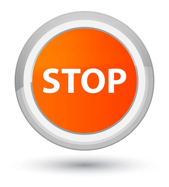 Pare o botão redondo laranja principal — Fotografia de Stock