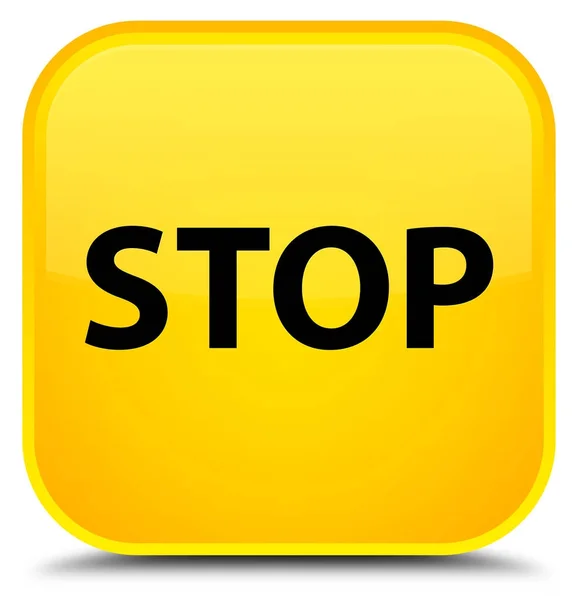 Speciale gele vierkante knop stoppen — Stockfoto