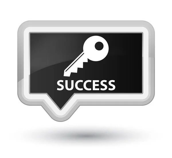 Succes (sleutel icoon) eerste zwarte banner knop — Stockfoto