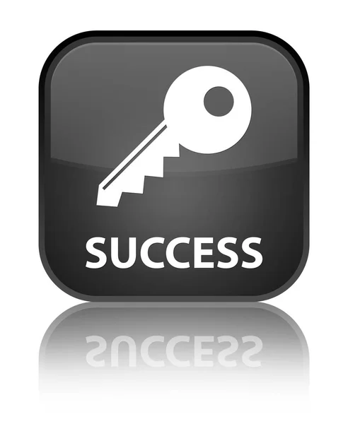Speciální černé čtvercové tlačítko úspěch (ikona klíče) — Stock fotografie