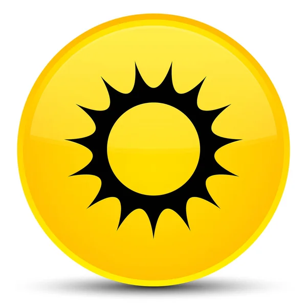 太阳图标特殊黄色圆按钮 — 图库照片