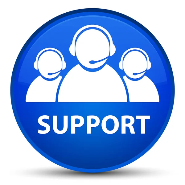 Ειδικές μπλε στρογγυλό κουμπί υποστήριξης (εικονίδιο ομάδας φροντίδας πελατών) — Φωτογραφία Αρχείου