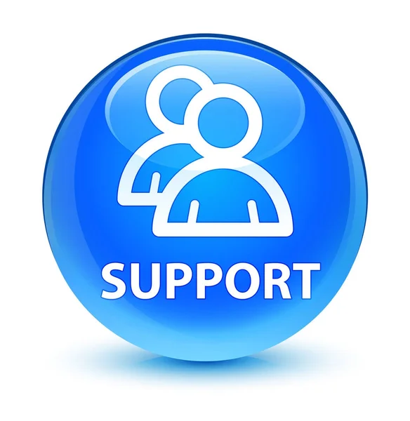 Suporte (ícone de grupo) botão redondo azul ciano vítreo — Fotografia de Stock