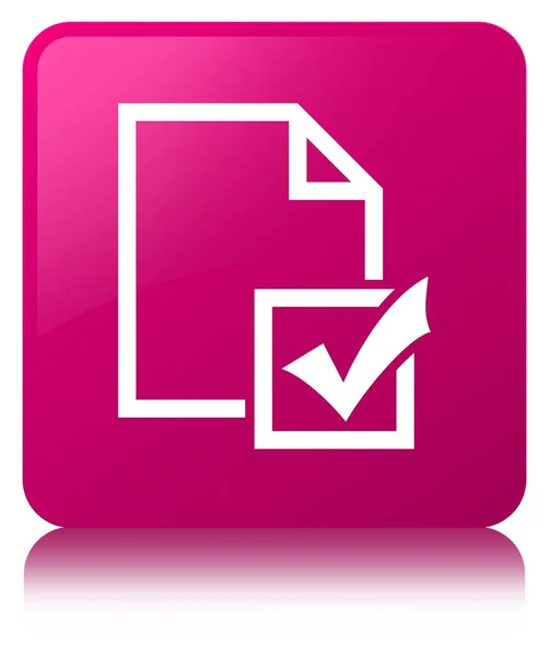 Undersökning ikonen rosa fyrkantig knapp — Stockfoto