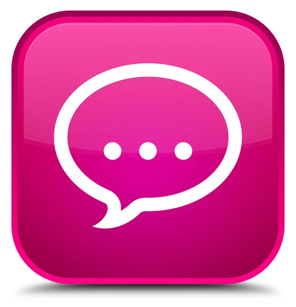 Ícone de conversa botão quadrado rosa especial — Fotografia de Stock