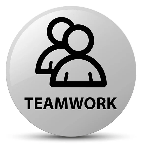 Trabajo en equipo (icono del grupo) botón redondo blanco —  Fotos de Stock