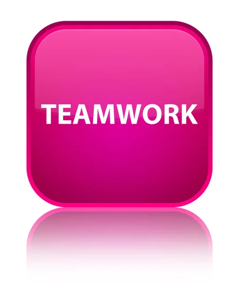 Teamwork special pink square button — Stock Photo, Image