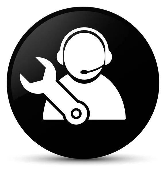 Tech support icon black round button — Stock Photo, Image