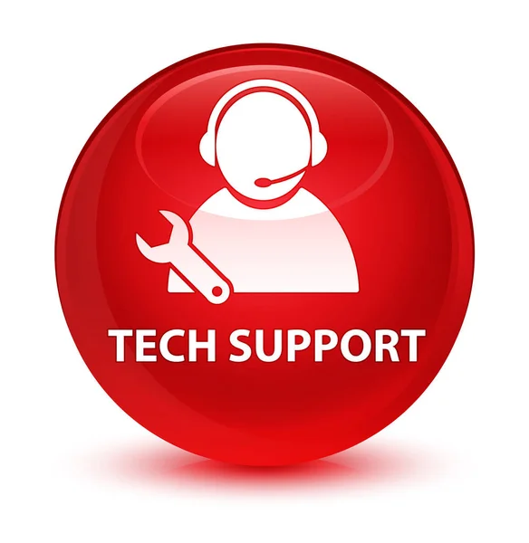 Tech support verre bouton rond rouge — Photo