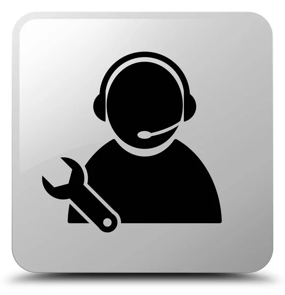 Tech support icon white square button — Stock Photo, Image