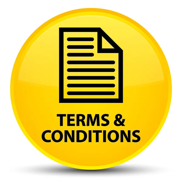 Términos y condiciones (icono de página) botón redondo amarillo especial — Foto de Stock