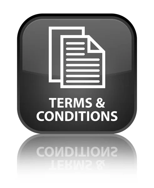 Terms and conditions (pages icon) special black square button — Stock Photo, Image