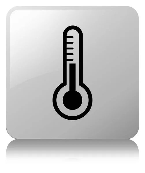 Thermometer icon white square button — Stock Photo, Image