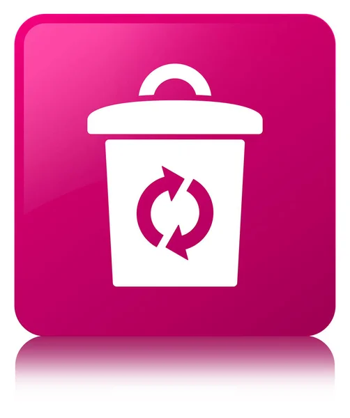 Prullenbak pictogram roze vierkante knop — Stockfoto