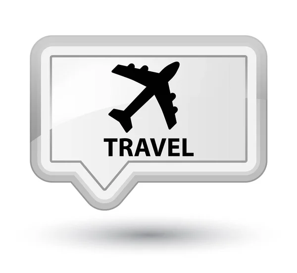旅行 (飛行機アイコン) プライム ホワイト バナー ボタン — ストック写真