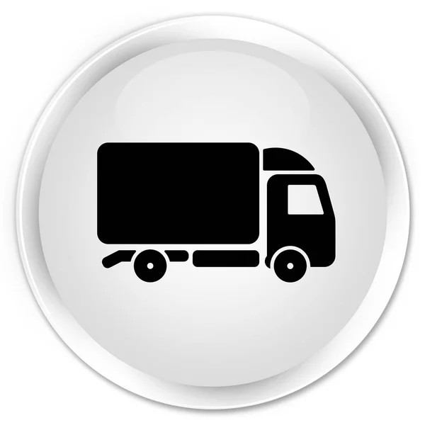 Truck icon premium white round button — Stock Photo, Image