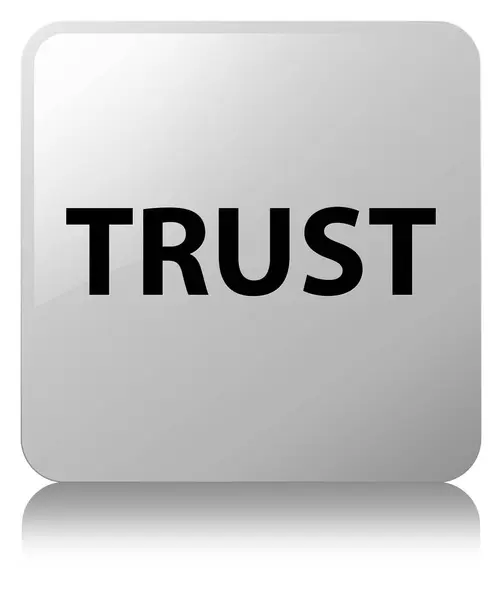 Trust white square button — Stock Photo, Image