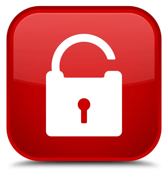 Unlock icon special red square button — Stock Photo, Image