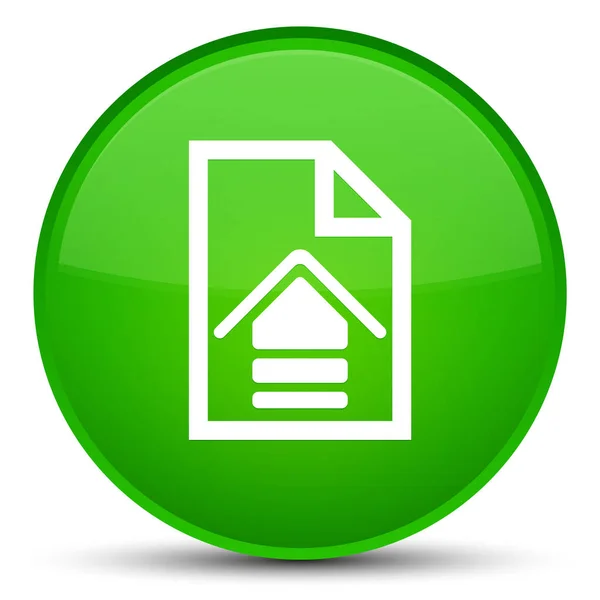 Uploaden document speciale groene ronde knoop van het pictogram — Stockfoto