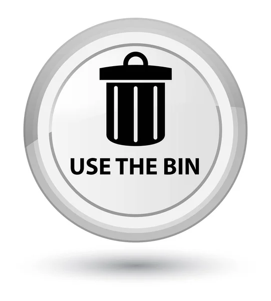 Utilice el botón redondo blanco primo de la papelera (icono de la basura) —  Fotos de Stock