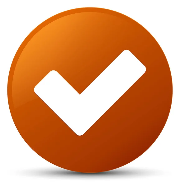 Validate icon brown round button — Stock Photo, Image