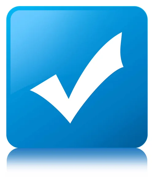 Validation icon cyan blue square button — Stock Photo, Image