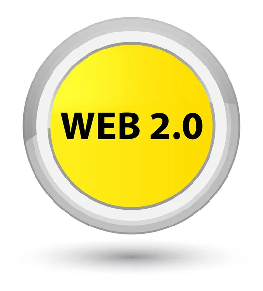 Web 2.0-s miniszterelnök sárga kerek gomb — Stock Fotó