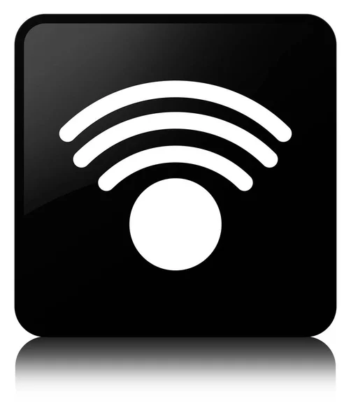 Wi-Fi ikonu černé čtvercové tlačítko — Stock fotografie