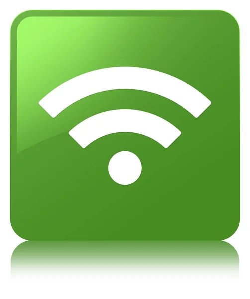 Icône Wifi bouton carré vert doux — Photo