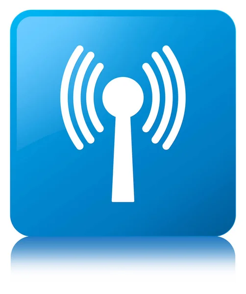 Wlan network icon cyan blue square button — Stock Photo, Image