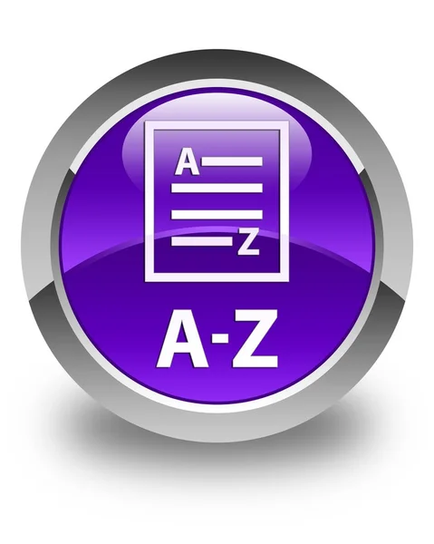 A-Z (ícone de página de lista) botão redondo roxo brilhante — Fotografia de Stock
