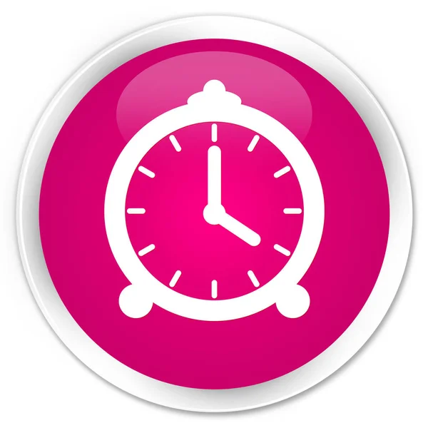 Піктограма будильника преміум рожева кругла кнопка — стокове фото