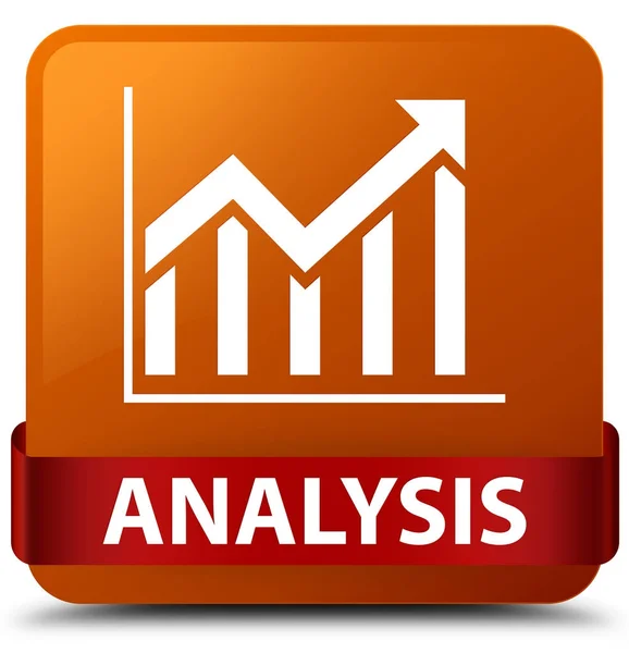 Analisi (icona delle statistiche) marrone quadrato pulsante rosso nastro a metà — Foto Stock