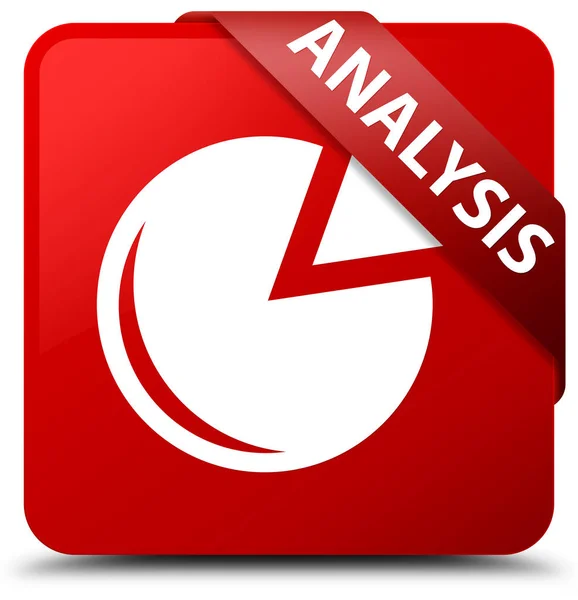 Analizy (ikonę wykresu) plac czerwony przycisk czerwoną wstążką w rogu — Zdjęcie stockowe