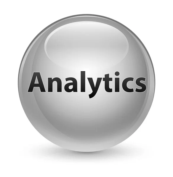 Analytics botão redondo branco vítreo — Fotografia de Stock