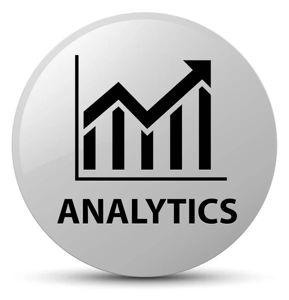 Analytics (statystyki ikona) biały okrągły przycisk — Zdjęcie stockowe