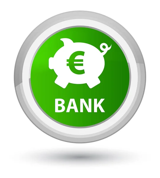 Bank (piggy box euro sign) prime green round button — Stock Photo, Image