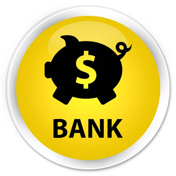 Banco (signo de dólar caja de cerdito) botón redondo amarillo premium —  Fotos de Stock