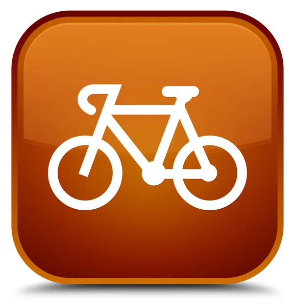 Kerékpár ikon külön brown négyzet gomb — Stock Fotó