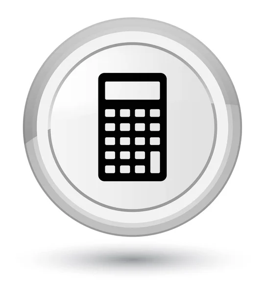 Calculator icon prime white round button — Stock Photo, Image