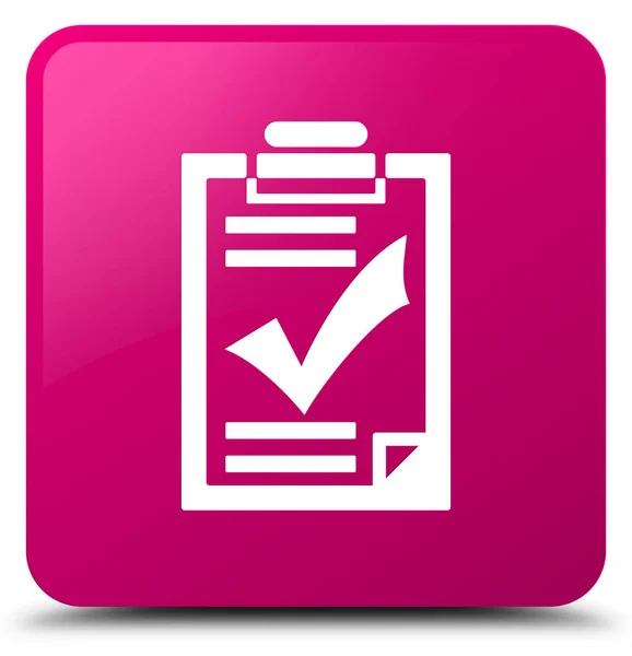 Checklista ikonen rosa fyrkantig knapp — Stockfoto