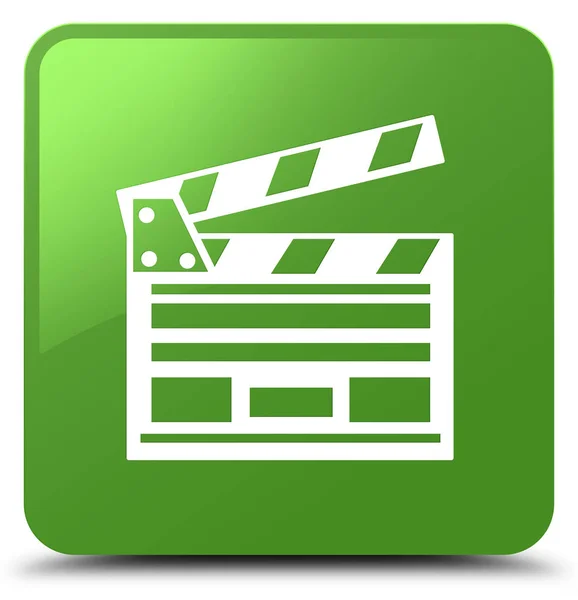 Cinema clip icon soft green square button — Stock Photo, Image