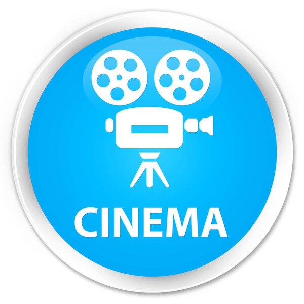 Cinema (video camera icon) isolated on premium cyan blue round button abstract illustration