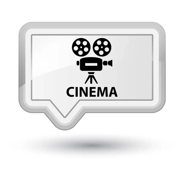 Cinema (video camera icon) prime white banner button — Stock Photo, Image